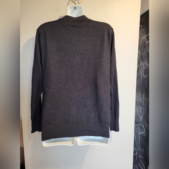 Aaeda Black Heart Patterned Women's Cardigan, Size Medium - Picture 2 of 3